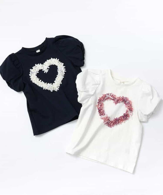 Japanese children's clothing apres les cours 3D heart-shaped floral top 80-140cm girls summer TOPS 