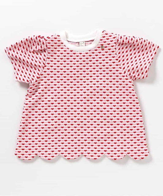 Japanese children's clothing apres les cours scallop heart jacquard top 80-140cm girls summer TOPS 