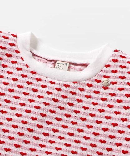 Japanese children's clothing apres les cours scallop heart jacquard top 80-140cm girls summer TOPS 