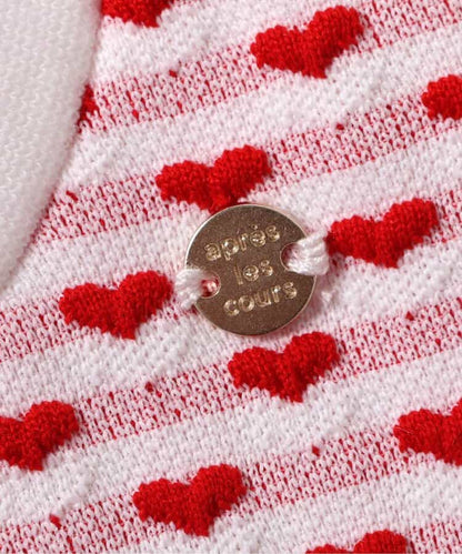 Japanese children's clothing apres les cours scallop heart jacquard top 80-140cm girls summer TOPS 
