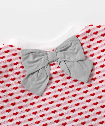 Japanese children's clothing apres les cours scallop heart jacquard top 80-140cm girls summer TOPS 