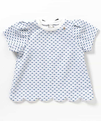 Japanese children's clothing apres les cours scallop heart jacquard top 80-140cm girls summer TOPS 