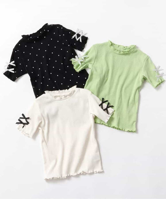 Japanese children's clothing apres les cours bow sleeve top 80-140cm girls summer TOPS 