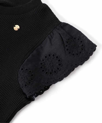 日本童裝 apres les cours 華夫格蕾絲荷葉邊上衣 80-140cm 女童款 夏季 TOPS