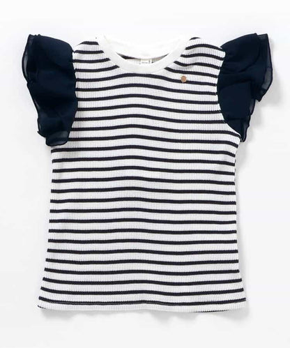 日本童裝 apres les cours 華夫格蕾絲荷葉邊上衣 80-140cm 女童款 夏季 TOPS