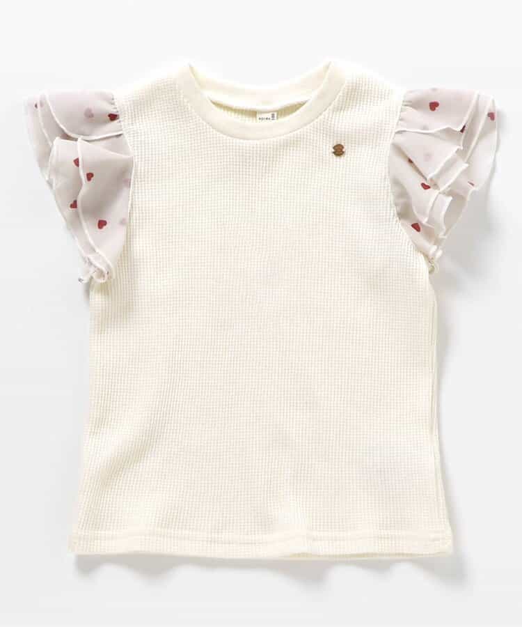 日本童裝 apres les cours 華夫格蕾絲荷葉邊上衣 80-140cm 女童款 夏季 TOPS
