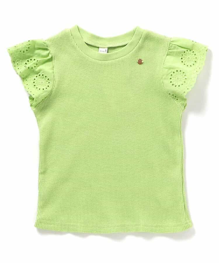日本童裝 apres les cours 華夫格蕾絲荷葉邊上衣 80-140cm 女童款 夏季 TOPS
