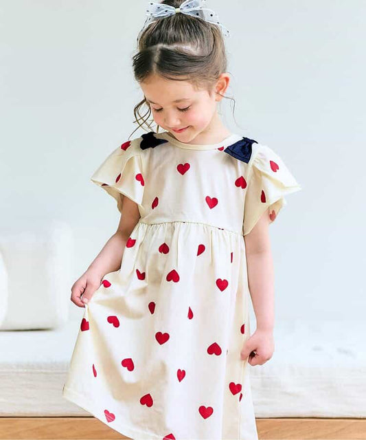 Japanese children's clothing apres les cours water-absorbing quick-drying touch cool shoulder bow petal dress 80-140cm girls summer dress 