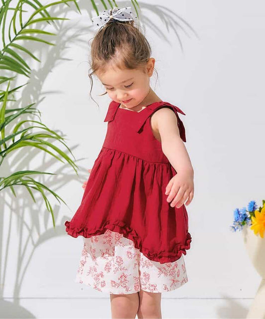 Japanese children's clothing apres les cours retro lace floral two-piece suit 90-140cm girls summer TOPS PANTS 