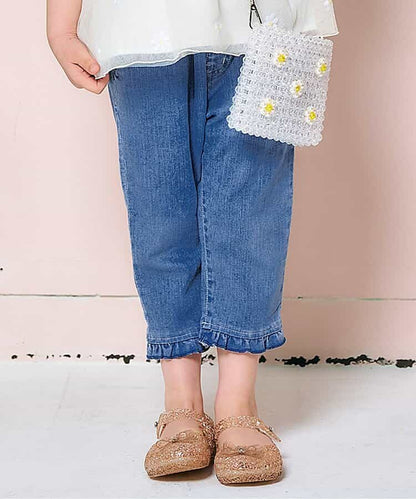Japanese children's clothing apres les cours heart-shaped pocket cropped pants 80-140cm girls' summer PANTS 