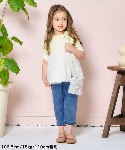 Japanese children's clothing apres les cours heart-shaped pocket cropped pants 80-140cm girls' summer PANTS 