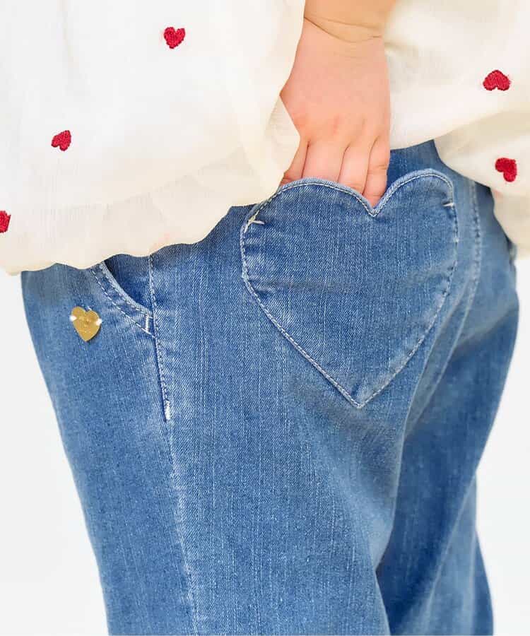 Japanese children's clothing apres les cours heart-shaped pocket cropped pants 80-140cm girls' summer PANTS 