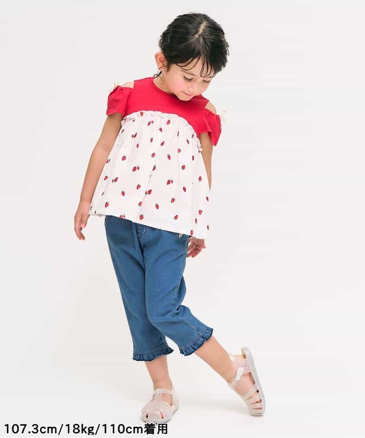 Japanese children's clothing apres les cours heart-shaped pocket cropped pants 80-140cm girls' summer PANTS 