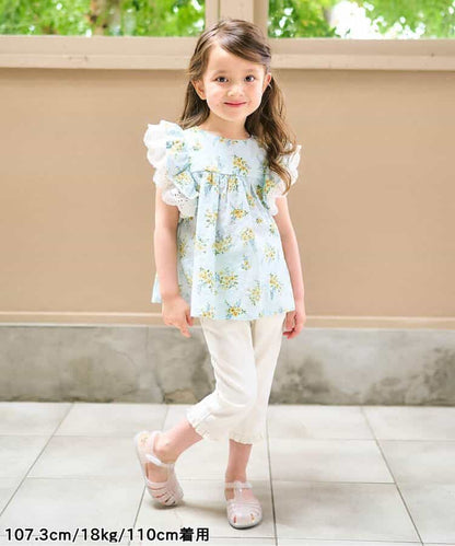 Japanese children's clothing apres les cours heart-shaped pocket cropped pants 80-140cm girls' summer PANTS 