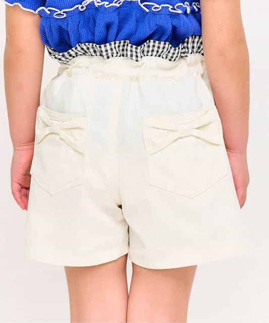 Japanese children's clothing apres les cours two-tone high-waisted bow pocket shorts 80-140cm girls summer PANTS 