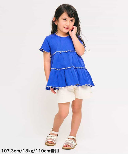 Japanese children's clothing apres les cours two-tone high-waisted bow pocket shorts 80-140cm girls summer PANTS 