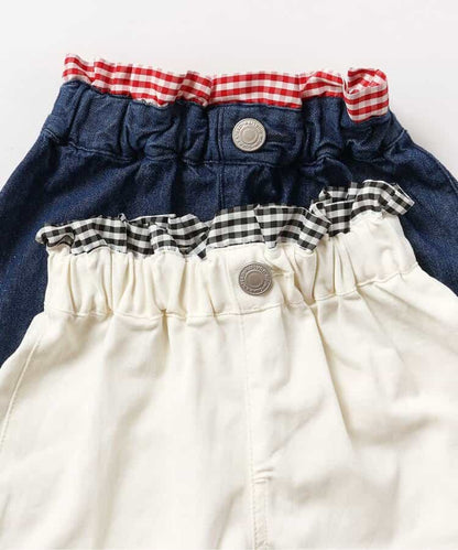Japanese children's clothing apres les cours two-tone high-waisted bow pocket shorts 80-140cm girls summer PANTS 