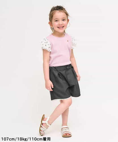 日本童裝 apres les cours 蝴蝶結刺繡短褲 80-140cm 女童款 夏季 PANTS