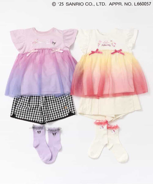 日本童裝 apres les cours × Sanrio 漸變薄紗短袖上衣 80-140cm 女童款 夏季 TOPS