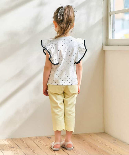 Japanese children's clothing apres les cours UV protection, contact cool, water-absorbing, quick-drying ruffle sleeve top 80-140cm girls summer TOPS 