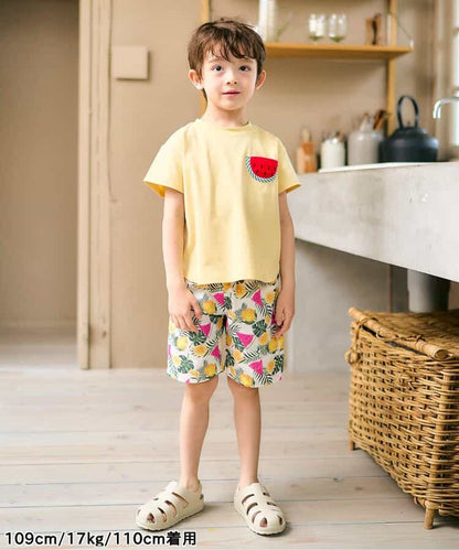 Japanese children's clothing apres les cours water-absorbing quick-drying UV-resistant touch-cooling cute pocket top 80-130cm boys/girls summer TOPS 