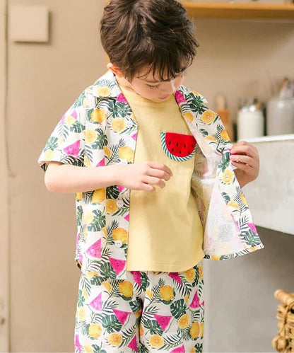 Japanese children's clothing apres les cours water-absorbing quick-drying UV-resistant touch-cooling cute pocket top 80-130cm boys/girls summer TOPS 