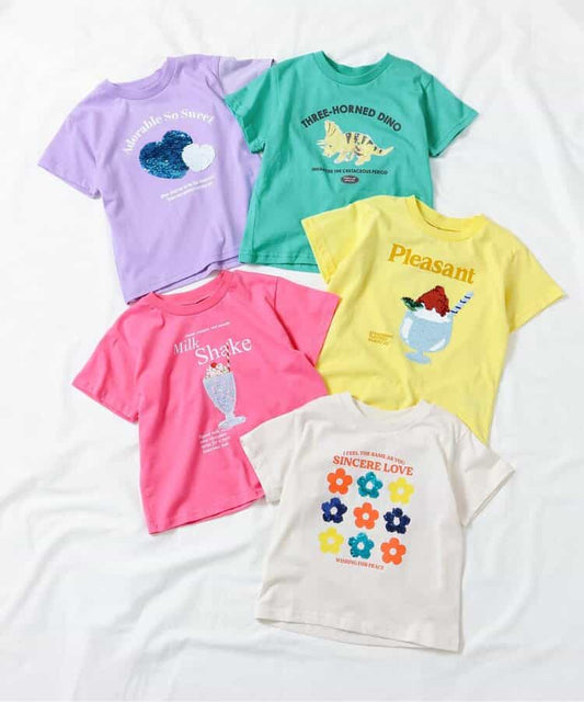 Japanese children's clothing apres les cours sequin pattern top 80-140cm boys/girls summer TOPS 