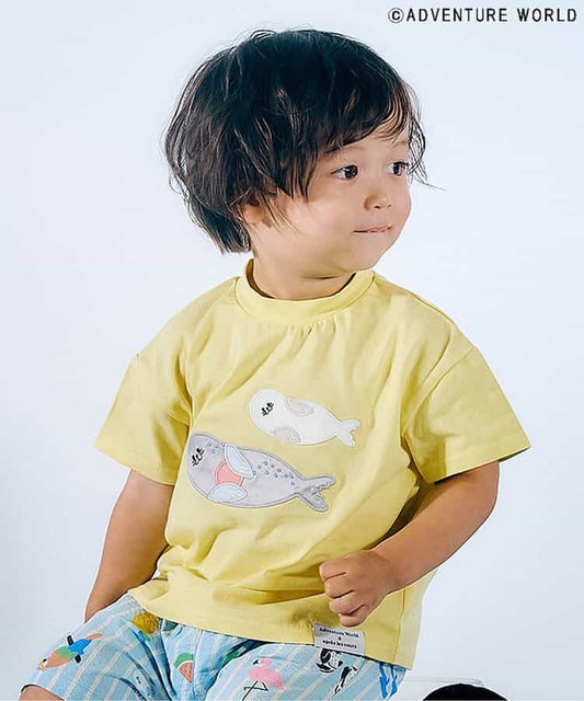 Japanese children's clothing apres les cours x Adventure World parent-child cute animal tops 80-130cm boys/girls summer TOPS 