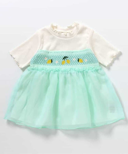 Japanese children's clothing apres les cours Shellmotif fruit embroidery patchwork top 80-140cm girls summer TOPS 