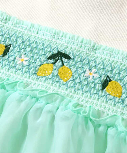 Japanese children's clothing apres les cours Shellmotif fruit embroidery patchwork top 80-140cm girls summer TOPS 