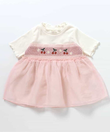 Japanese children's clothing apres les cours Shellmotif fruit embroidery patchwork top 80-140cm girls summer TOPS 