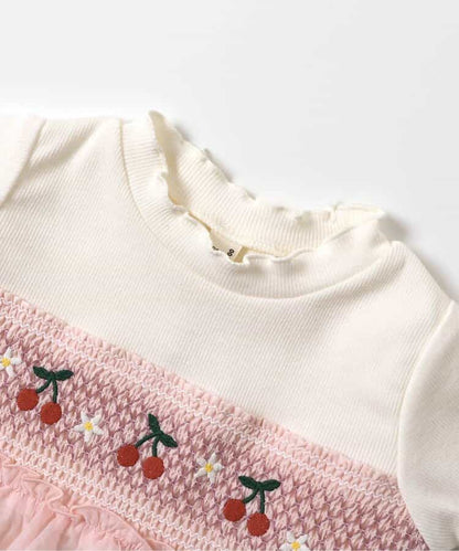 Japanese children's clothing apres les cours Shellmotif fruit embroidery patchwork top 80-140cm girls summer TOPS 