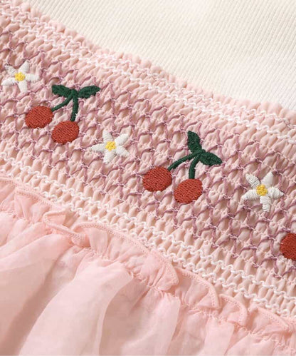 Japanese children's clothing apres les cours Shellmotif fruit embroidery patchwork top 80-140cm girls summer TOPS 