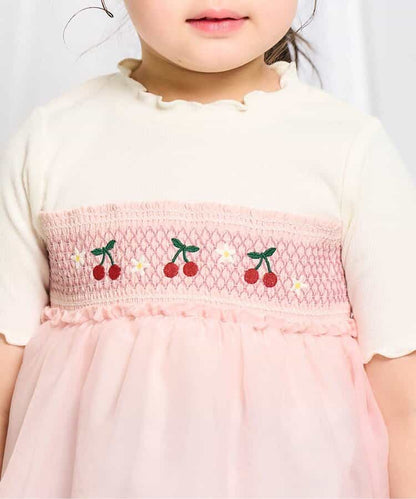 Japanese children's clothing apres les cours Shellmotif fruit embroidery patchwork top 80-140cm girls summer TOPS 