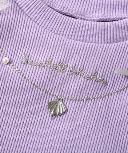Japanese children's clothing apres les cours cool to the touch Shellmotif shell yarn sleeve top 80-140cm girls summer TOPS 