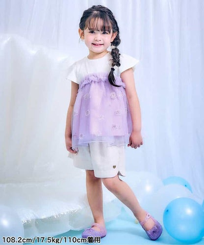 Japanese children's clothing apres les cours Shellmotif shell embroidered top 80-140cm girls summer TOPS 