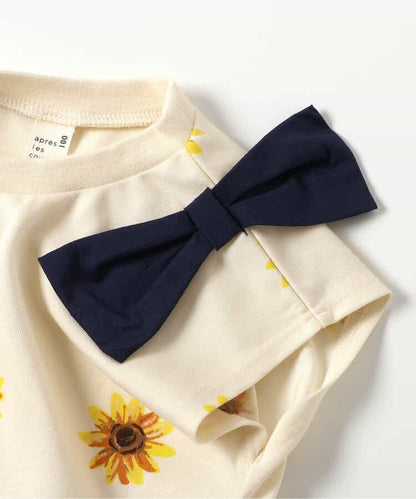 Japanese children's clothing apres les cours contact cool shoulder bow ruffle top 80-140cm girls summer TOPS 