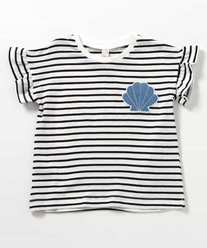 Japanese children's clothing apres les cours lace sleeves printed top 80-140cm girls summer TOPS 
