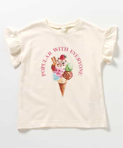 Japanese children's clothing apres les cours lace sleeves printed top 80-140cm girls summer TOPS 