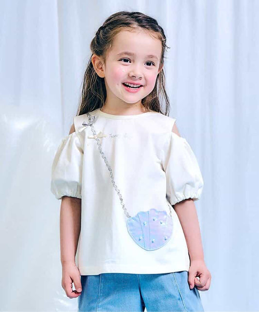 Japanese children's clothing apres les cours Shellmotif contact cool shell pocket top 80-140cm girls summer TOPS 