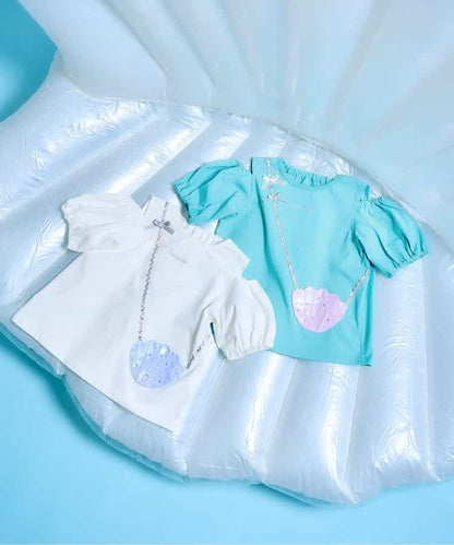 Japanese children's clothing apres les cours Shellmotif contact cool shell pocket top 80-140cm girls summer TOPS 