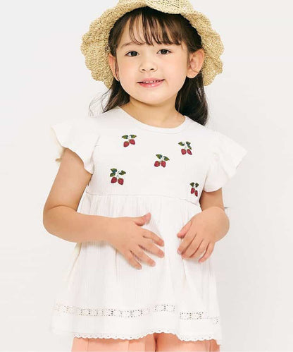 Japanese children's clothing apres les cours fruit pattern embroidered top 80-140cm girls summer TOPS 