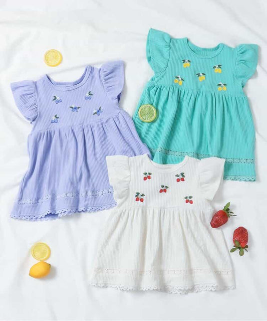 Japanese children's clothing apres les cours fruit pattern embroidered top 80-140cm girls summer TOPS 