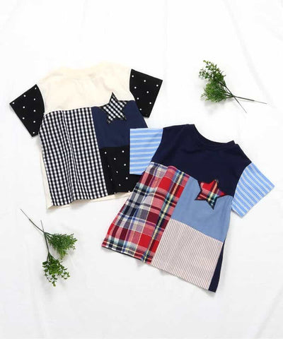 日本童裝 apres les cours 拼布星星上衣 80-130cm 男童款 夏季 TOPS