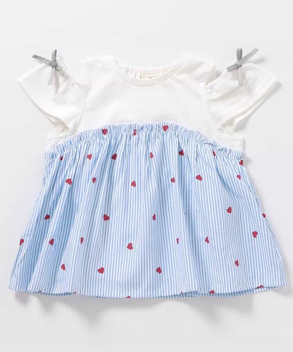Japanese children's clothing apres les cours contact cool water absorption quick-drying off-the-shoulder patchwork top 80-140cm girls summer TOPS 