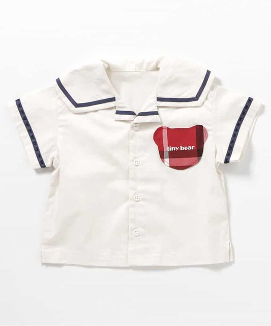 Japanese children's clothing apres les cours × tiny bear sailor-style shirt 80-120cm boys' summer TOPS 
