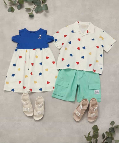 Japanese children's clothing apres les cours casual heart-shaped pocket shirt 80-130cm boys/girls summer TOPS 