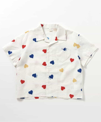 Japanese children's clothing apres les cours casual heart-shaped pocket shirt 80-130cm boys/girls summer TOPS 