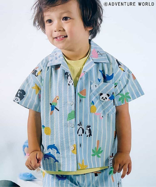 Japanese children's clothing apres les cours x Adventure World parent-child shirt 80-130cm boys/girls summer TOPS 
