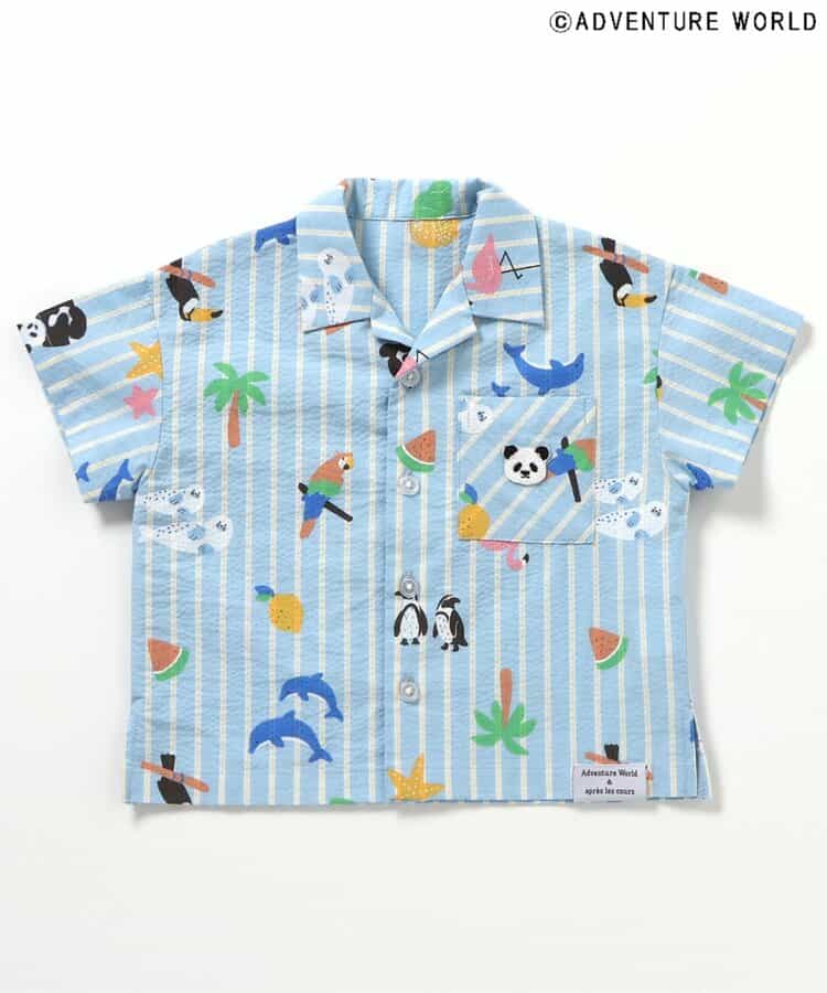 Japanese children's clothing apres les cours x Adventure World parent-child shirt 80-130cm boys/girls summer TOPS 